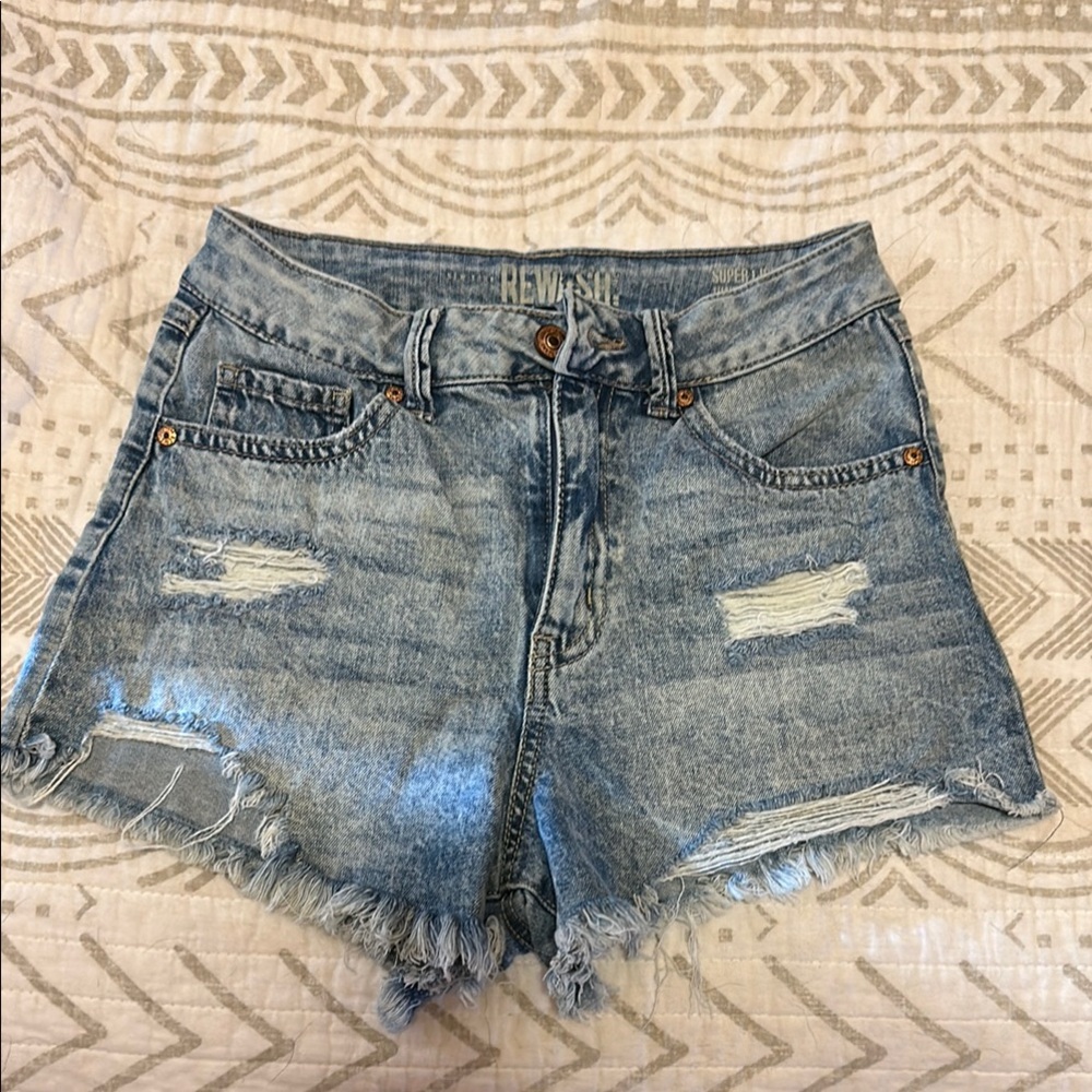Rewash Blue Jean Shorts Distressed Cut-Off Style